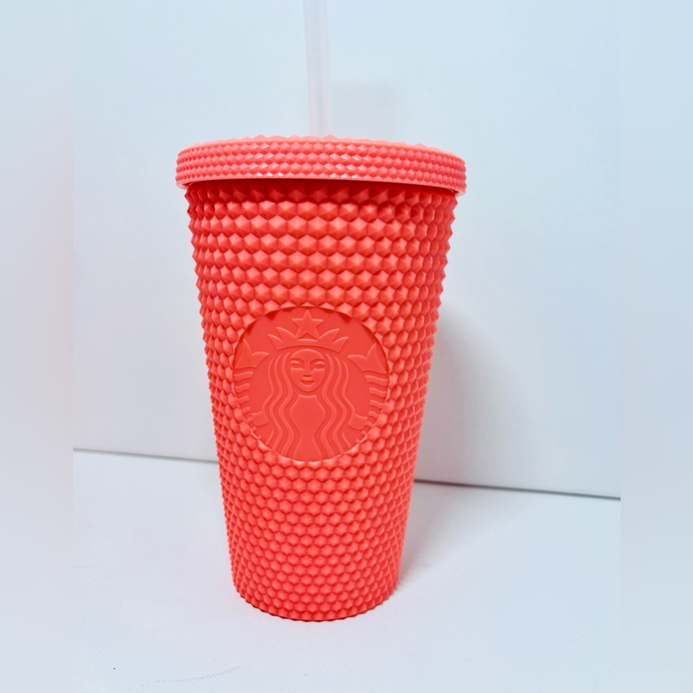 NWT | Starbucks 16oz Grande Neon Coral Pink 2022’ Reusable Textured Tumbler